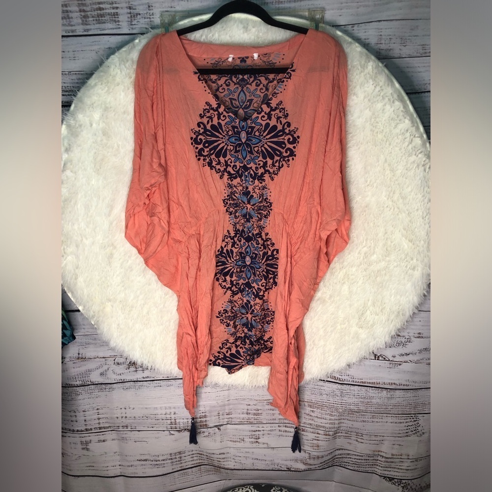 VENUS Coral and Navy Swim Coverup NWOT - Picture 2 of 15